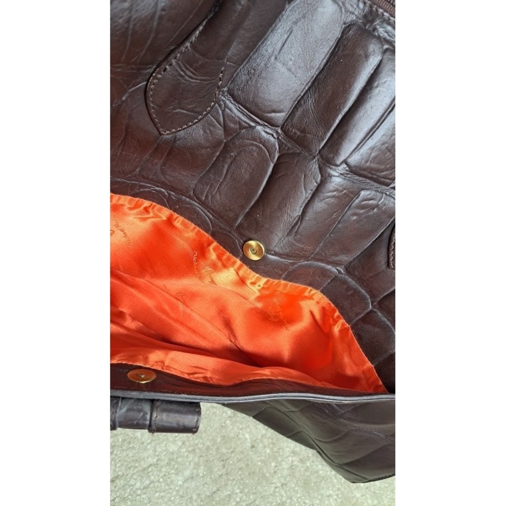 Michael Rome Designs Dark Brown Genuine Leather Hobo Tote Large Shoulder Handbag - Picture 4 of 6